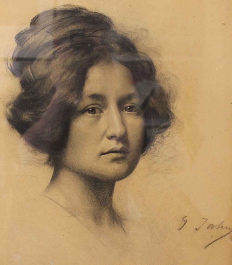 <b>Georg Jahn</b> (Meissen 1869-1940 Loschwitz) - 460_Georg_Jahn,_Portrait_of_a_Woman,_charcoal_on_paper,_1916,_The_Daulton_Collection
